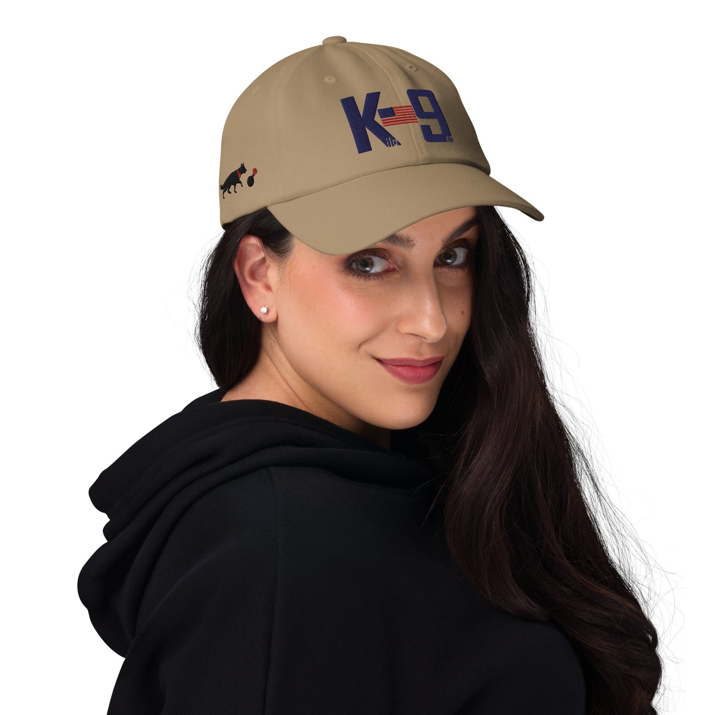 Kilo 9er (K-9) logo Embroidered hat with bomb dog on side