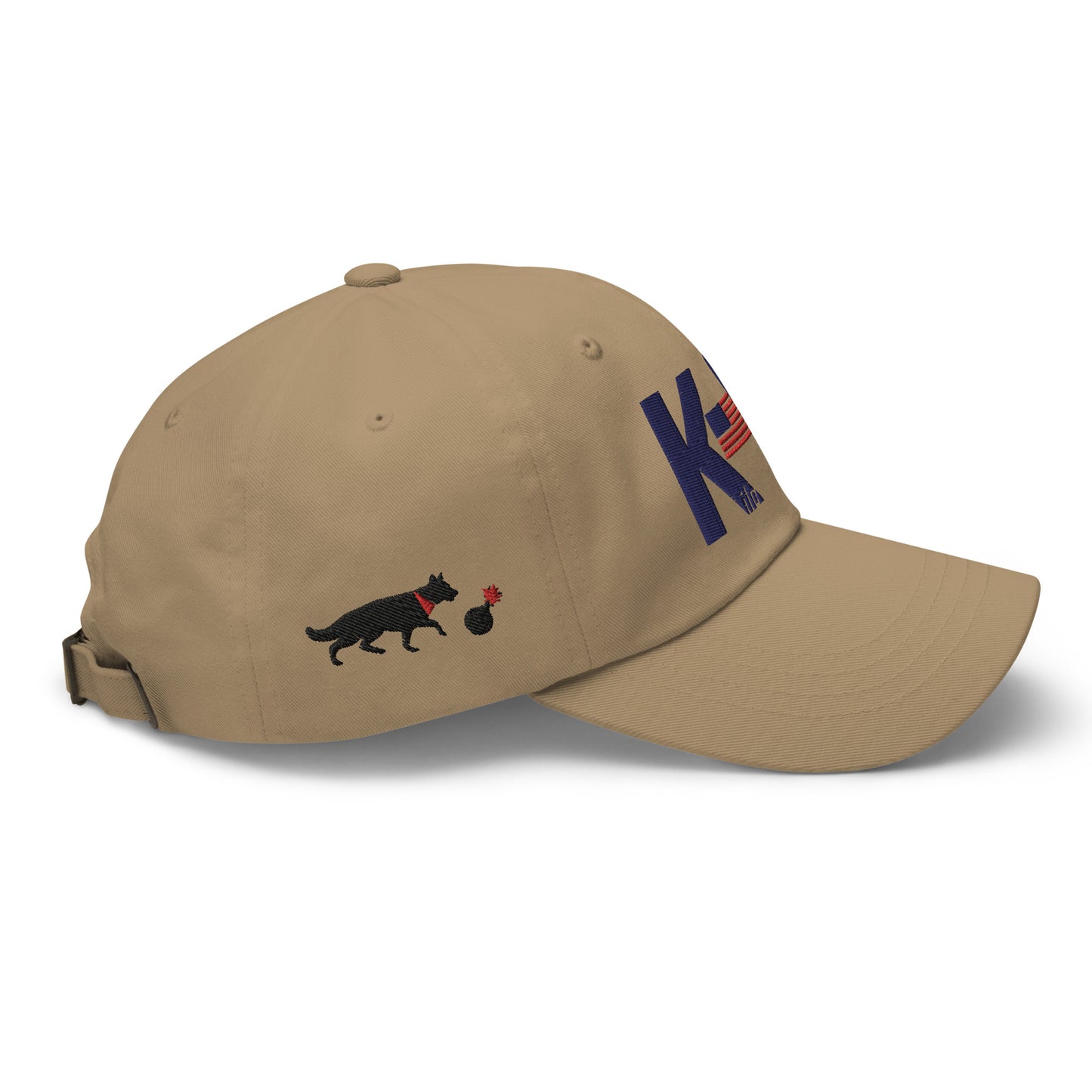 Kilo 9er (K-9) logo Embroidered hat with bomb dog on side