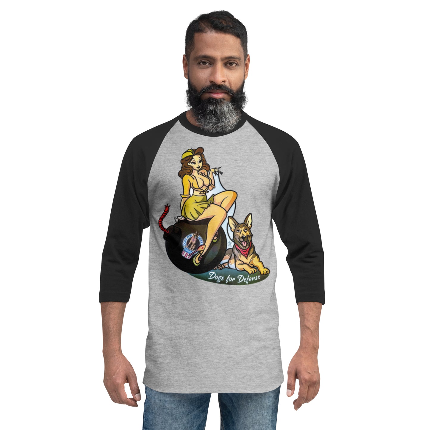 Dogs for Defense, Pin Up Girl 3/4 sleeve raglan shirt