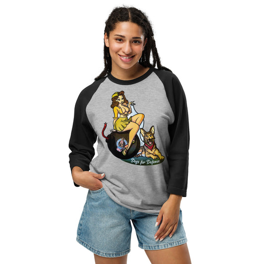 Dogs for Defense, Pin Up Girl 3/4 sleeve raglan shirt