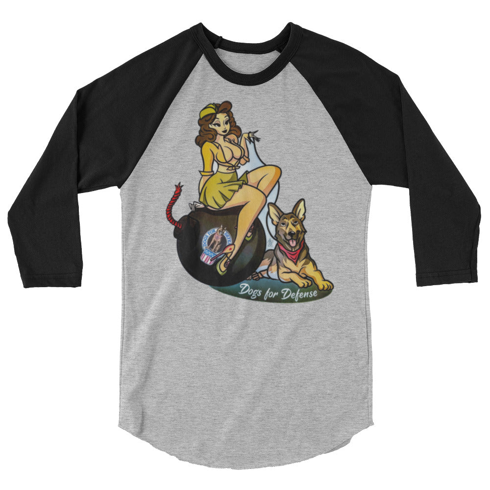 Dogs for Defense, Pin Up Girl 3/4 sleeve raglan shirt