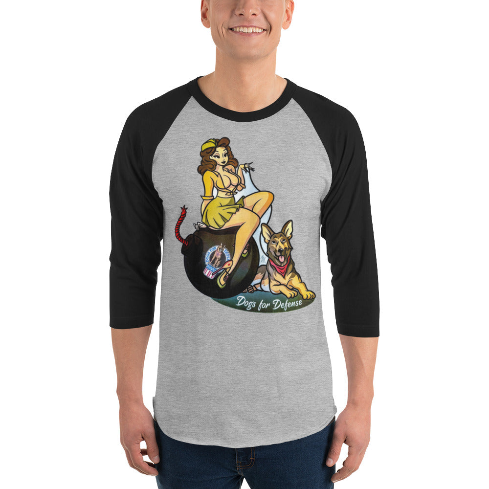 Dogs for Defense, Pin Up Girl 3/4 sleeve raglan shirt