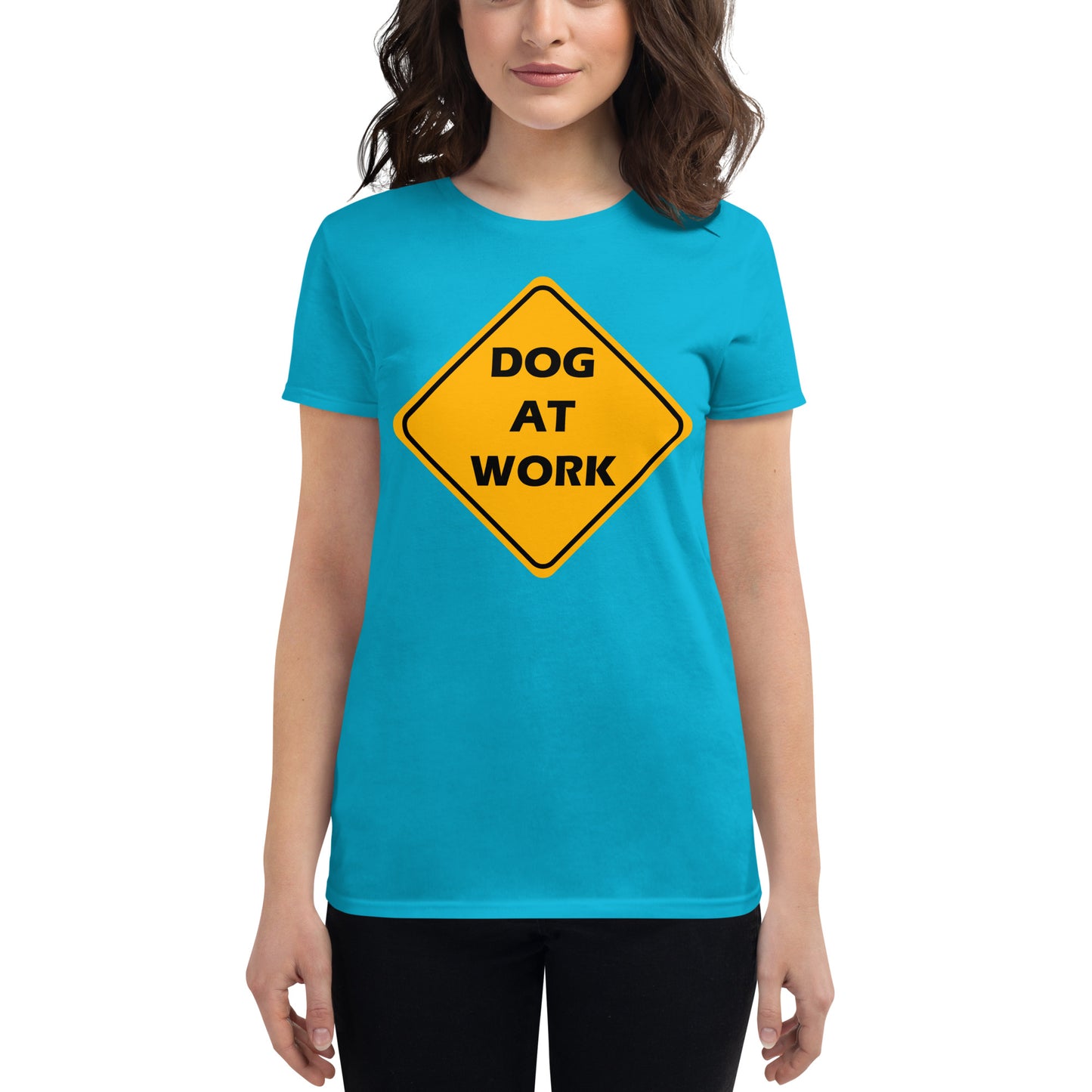 Dog at Work Caution Sign Women's short sleeve t-shirt